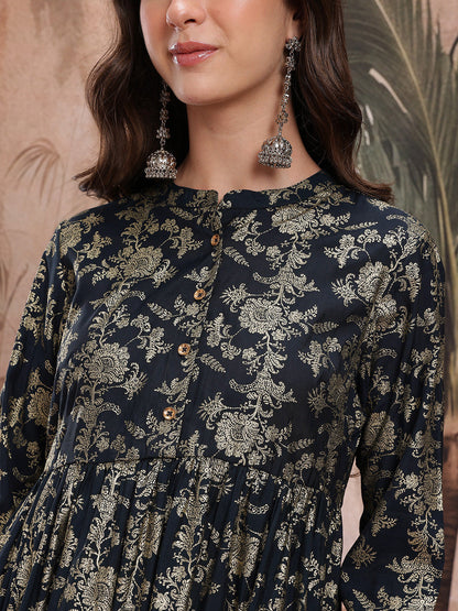 Floral Printed Regular Kurta with Trousers