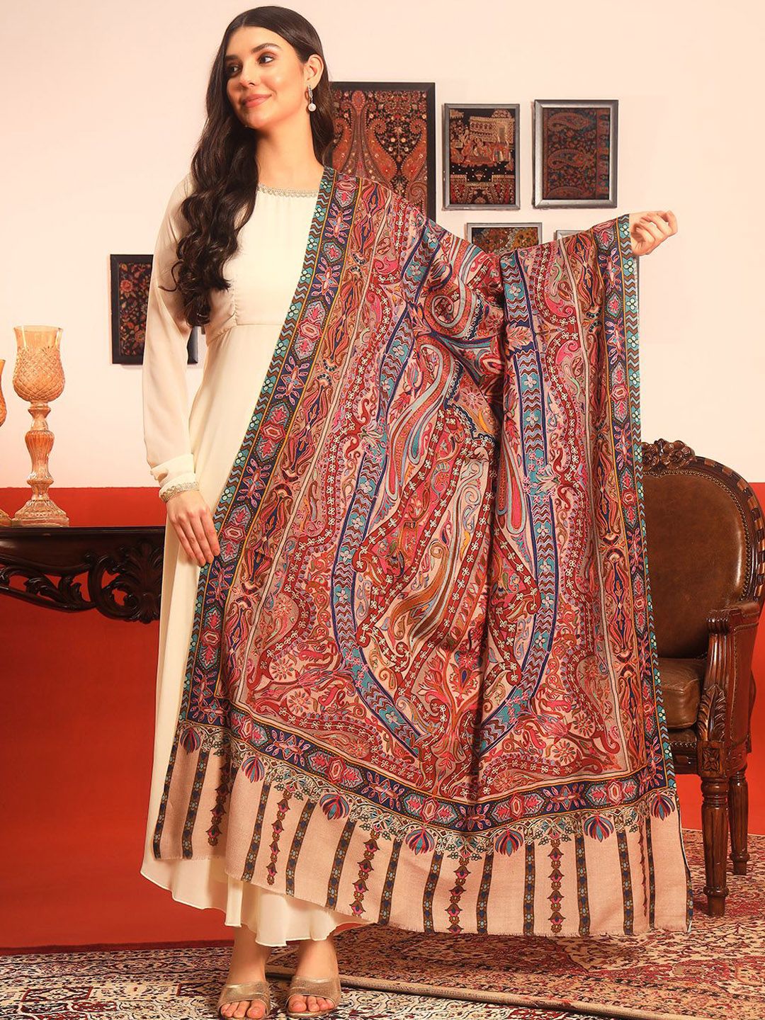 Dhiyona PA Paisley Embroidered Kalamkari Shawl