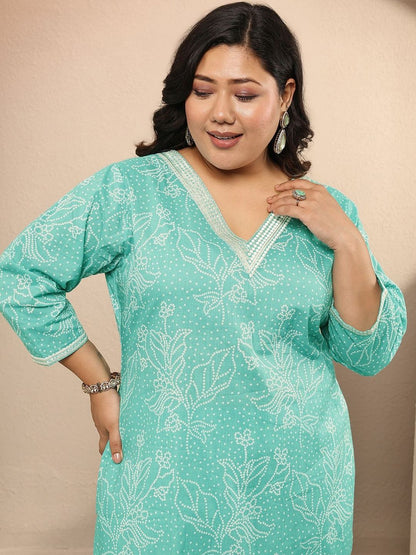Dhiyona Women's Plus Size Ethnic Motifs Printed Kurta with Trousers & With Dupatta