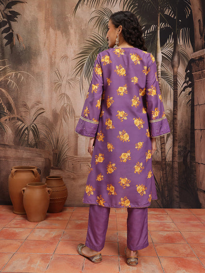 Floral Printed Regular Kurta with Trousers