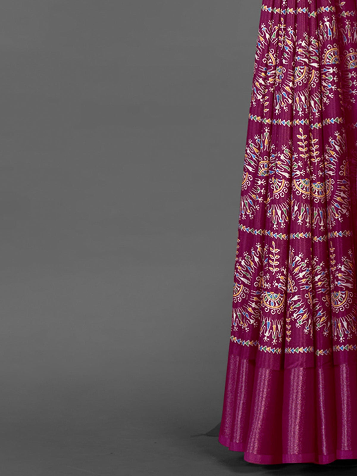 Women's Dola Silk Magenta Printed Designer Saree With Blouse Piece