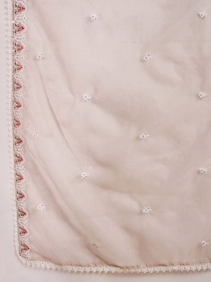 Embroidered Kurta With Trousers & Embroidered Dupatta