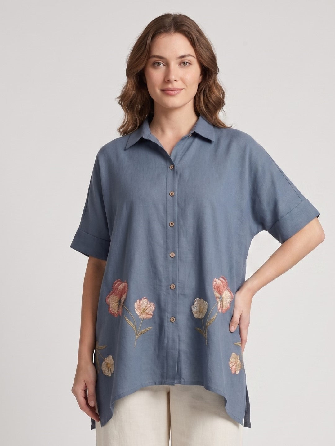 Drona stone embroidery cotton co-ord set