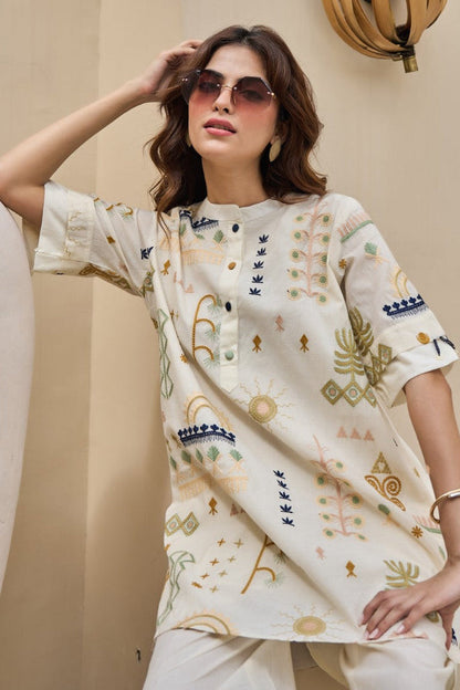 Tatva Alabaster Embroidery Cotton Co-ord Set