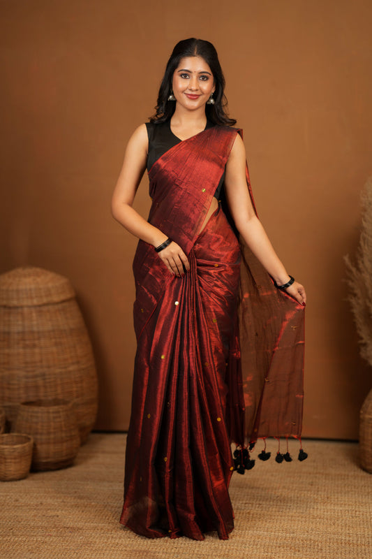 Dhiyona SS Premium Tissue Saree Accented with Siquin Shine