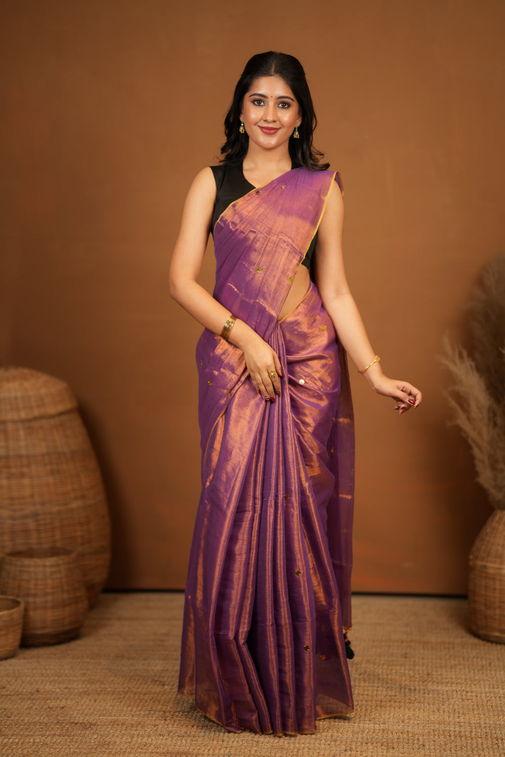 Dhiyona SS Premium Tissue Saree Accented with Siquin Shine