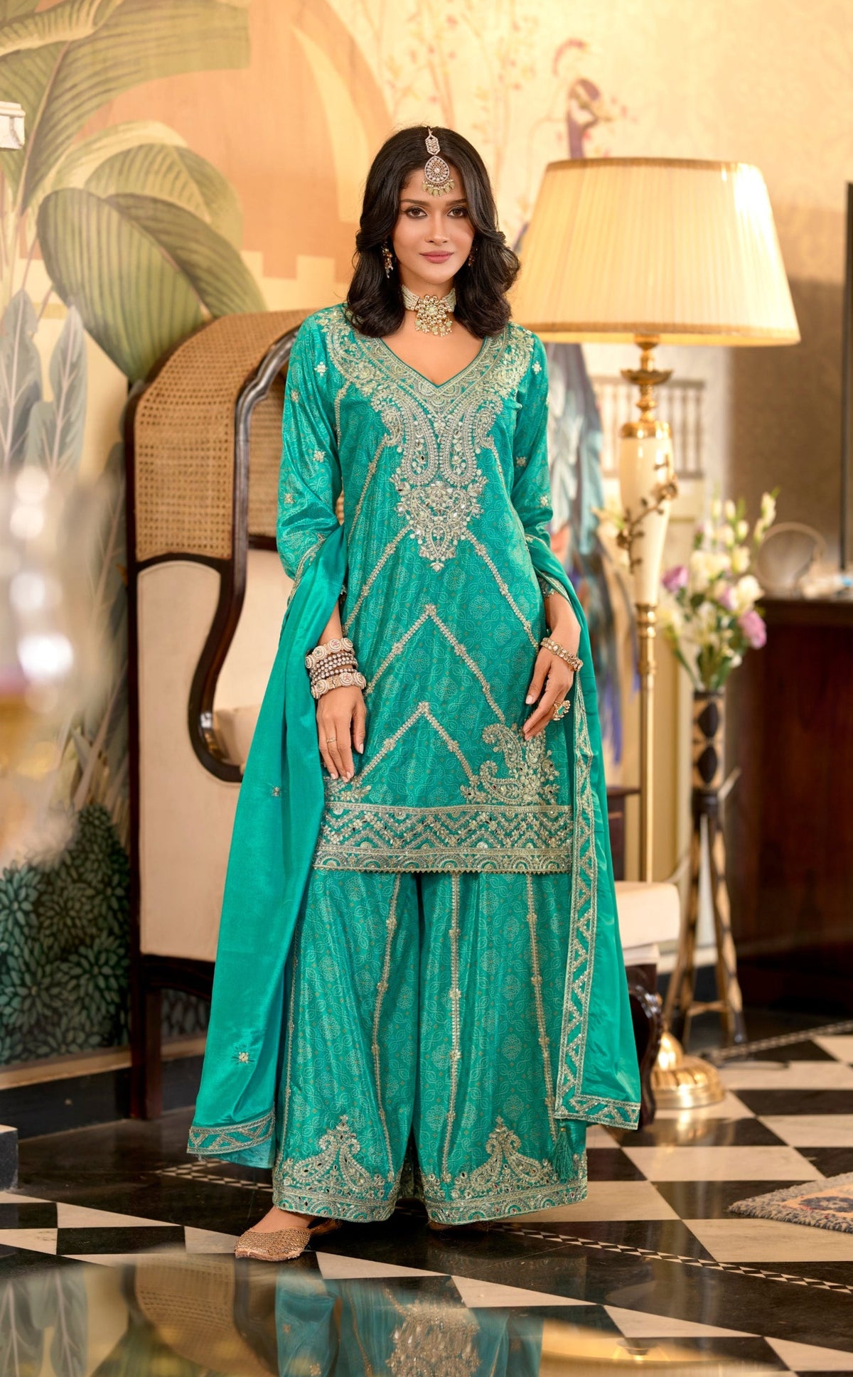 Sreyashi Fern Full Heavy Work Suit set