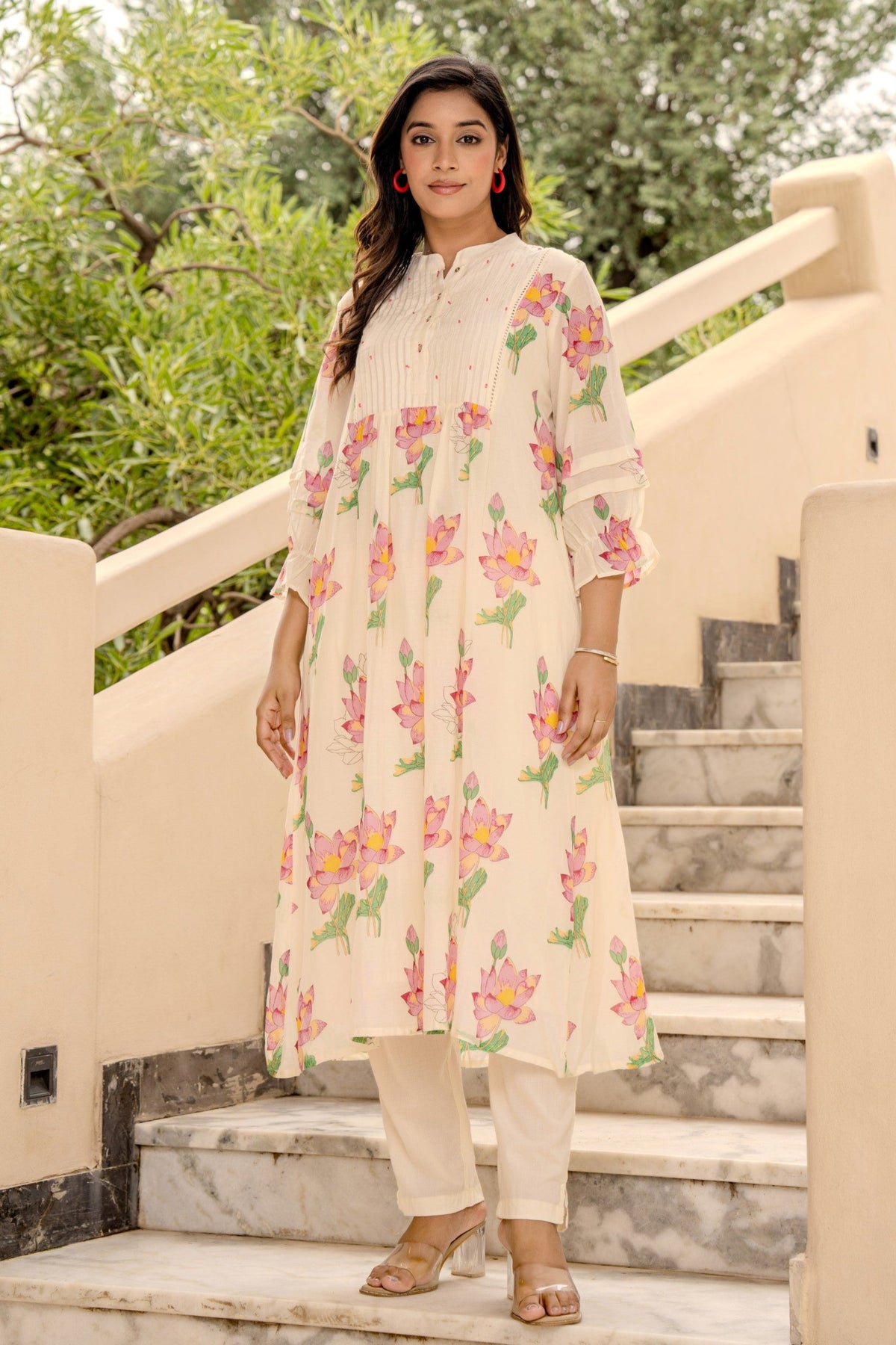 Kabool Lotus kurta pant set