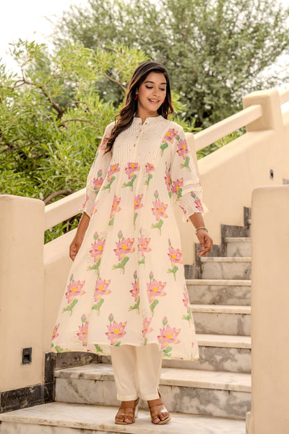 Kabool Lotus kurta pant set