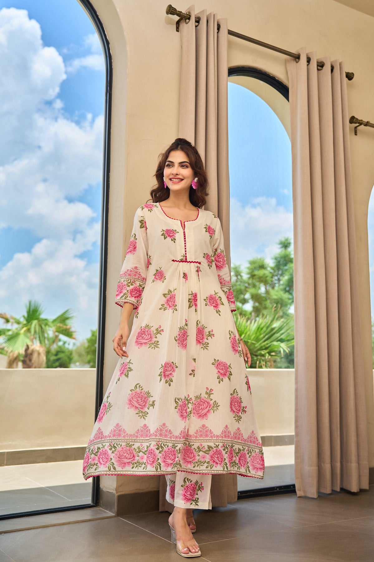 Tiara rose cotton kurta pant set
