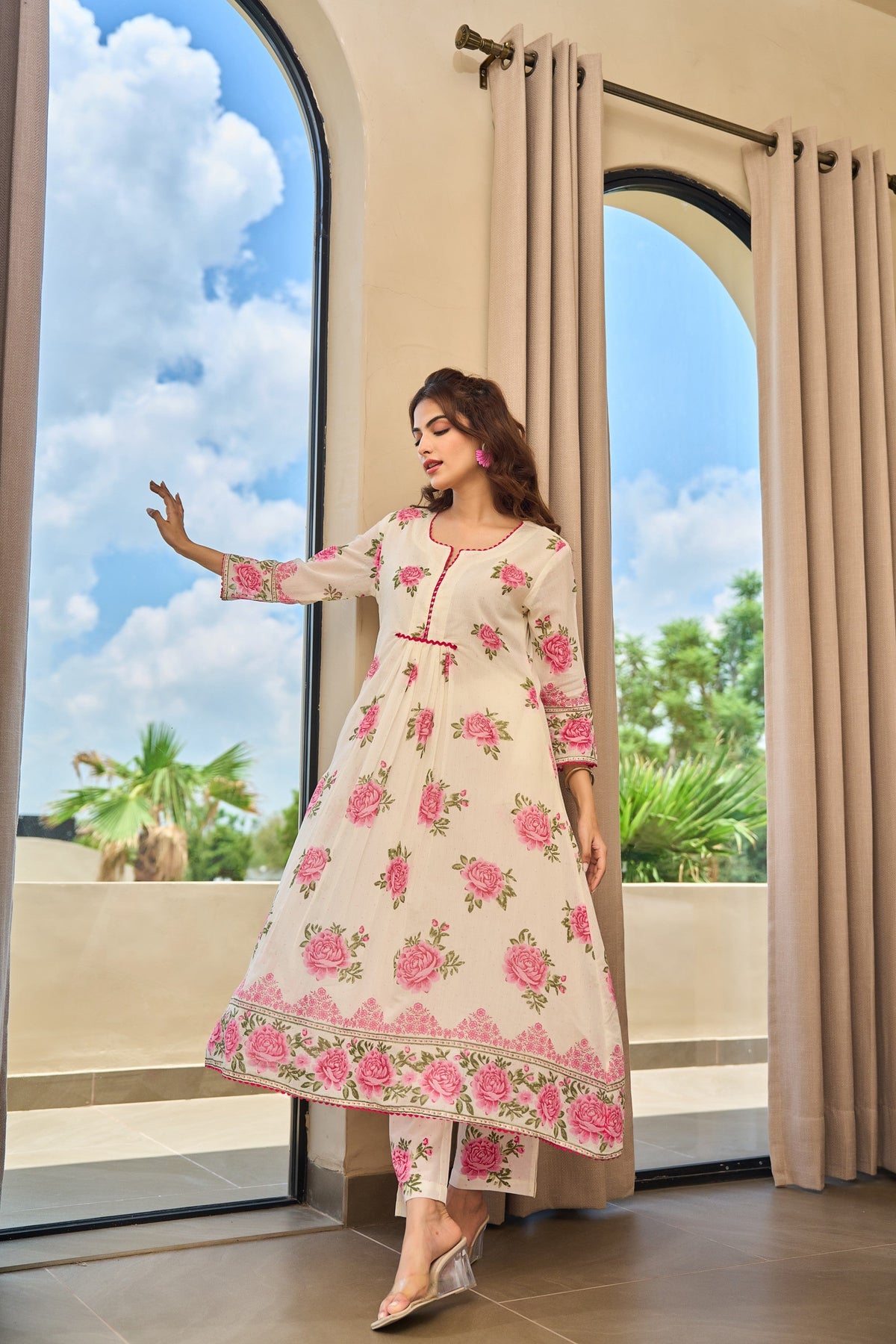 Tiara rose cotton kurta pant set