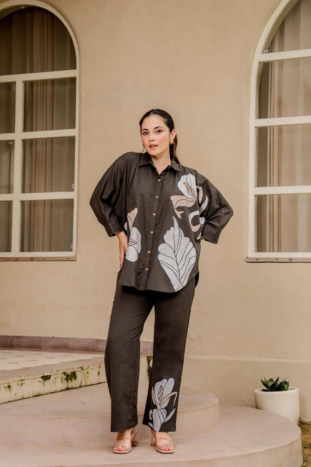 Tatva Mocha Printed Cotton Co-ord Set