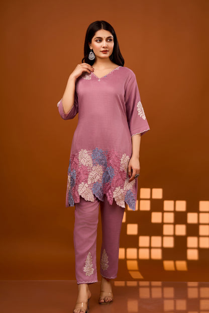 Nivedita Lilac Embrodiered Co-ord Set