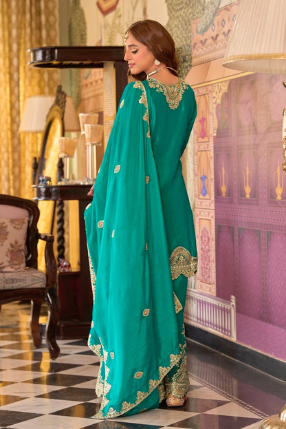 Rangrit fern full work gharara set