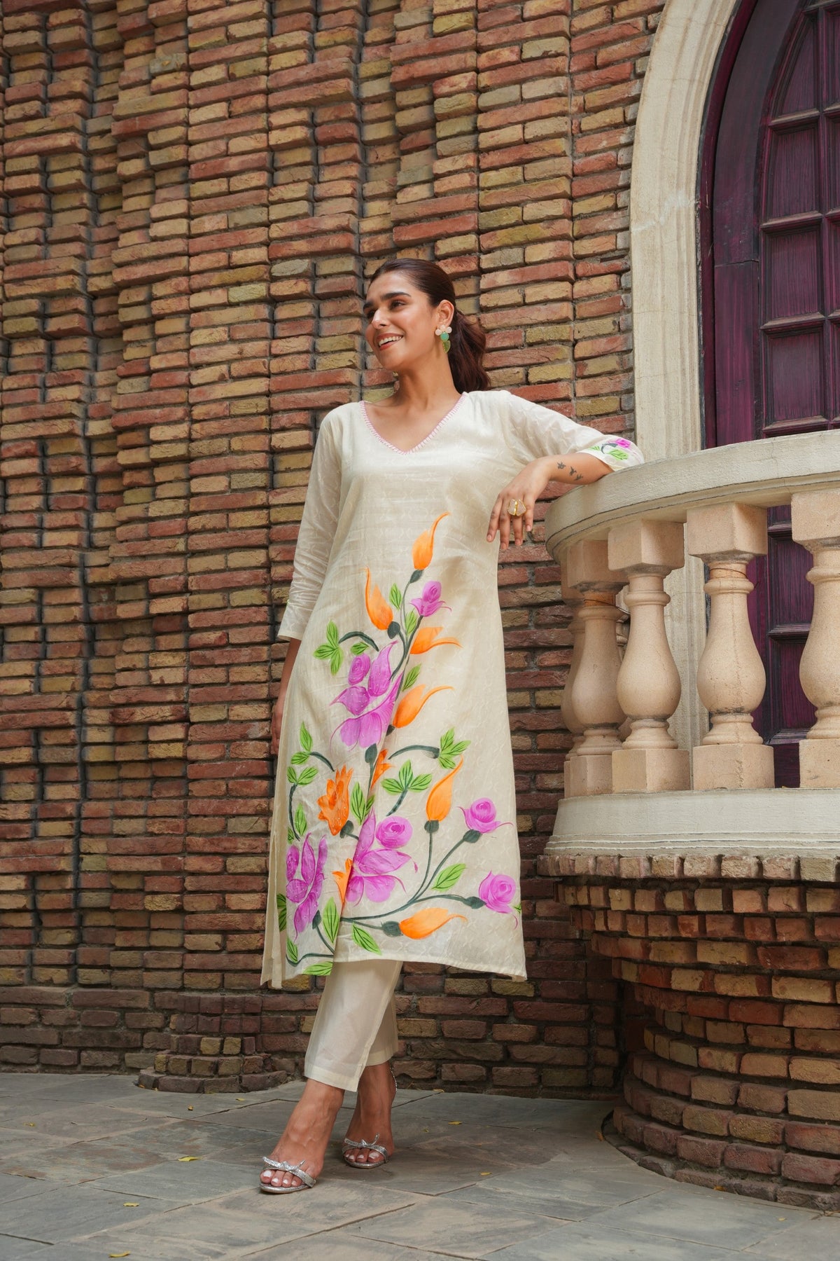 Tiara Floral Cotton Kurta Pant Set