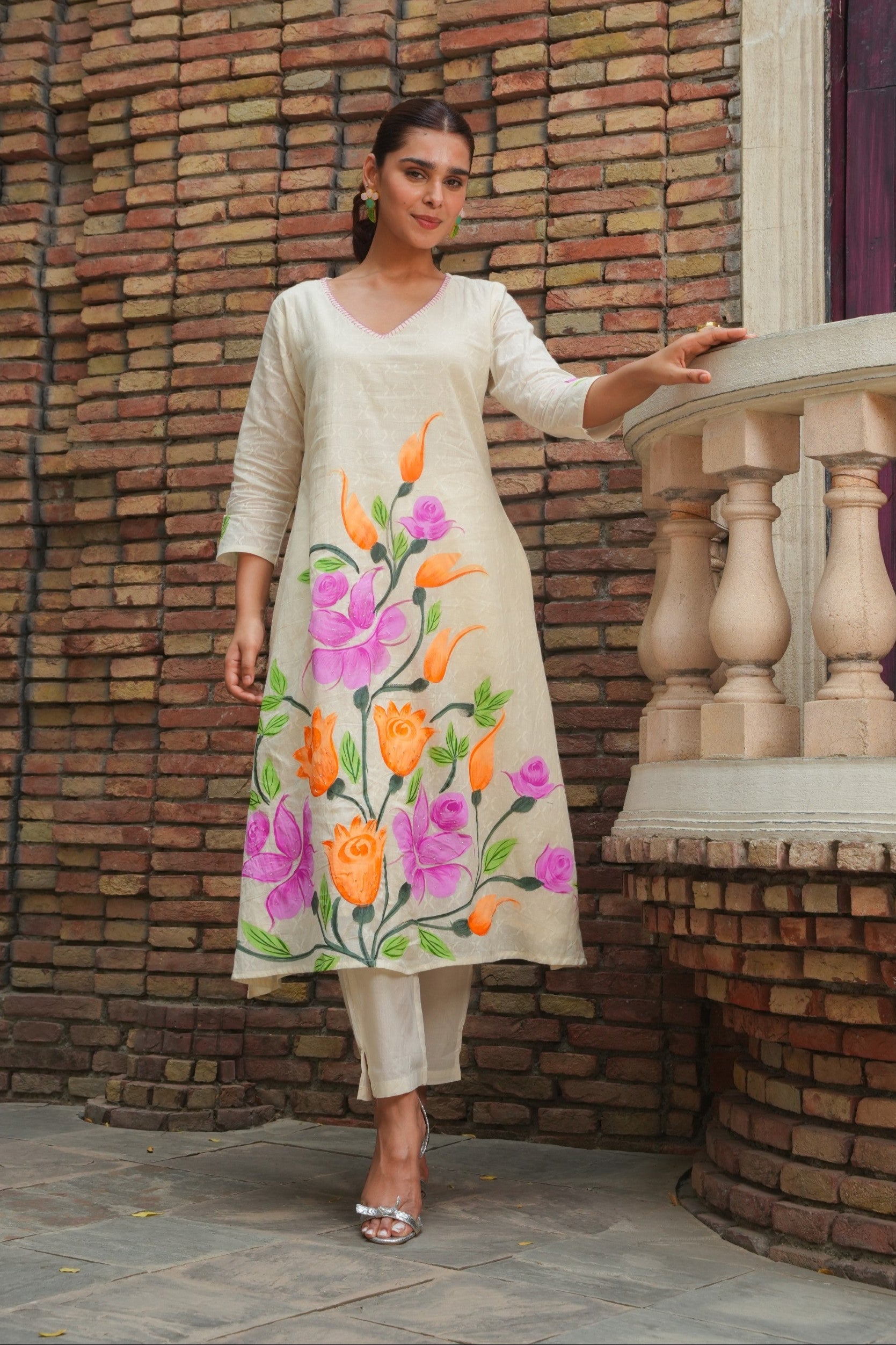 Tiara Floral Cotton Kurta Pant Set