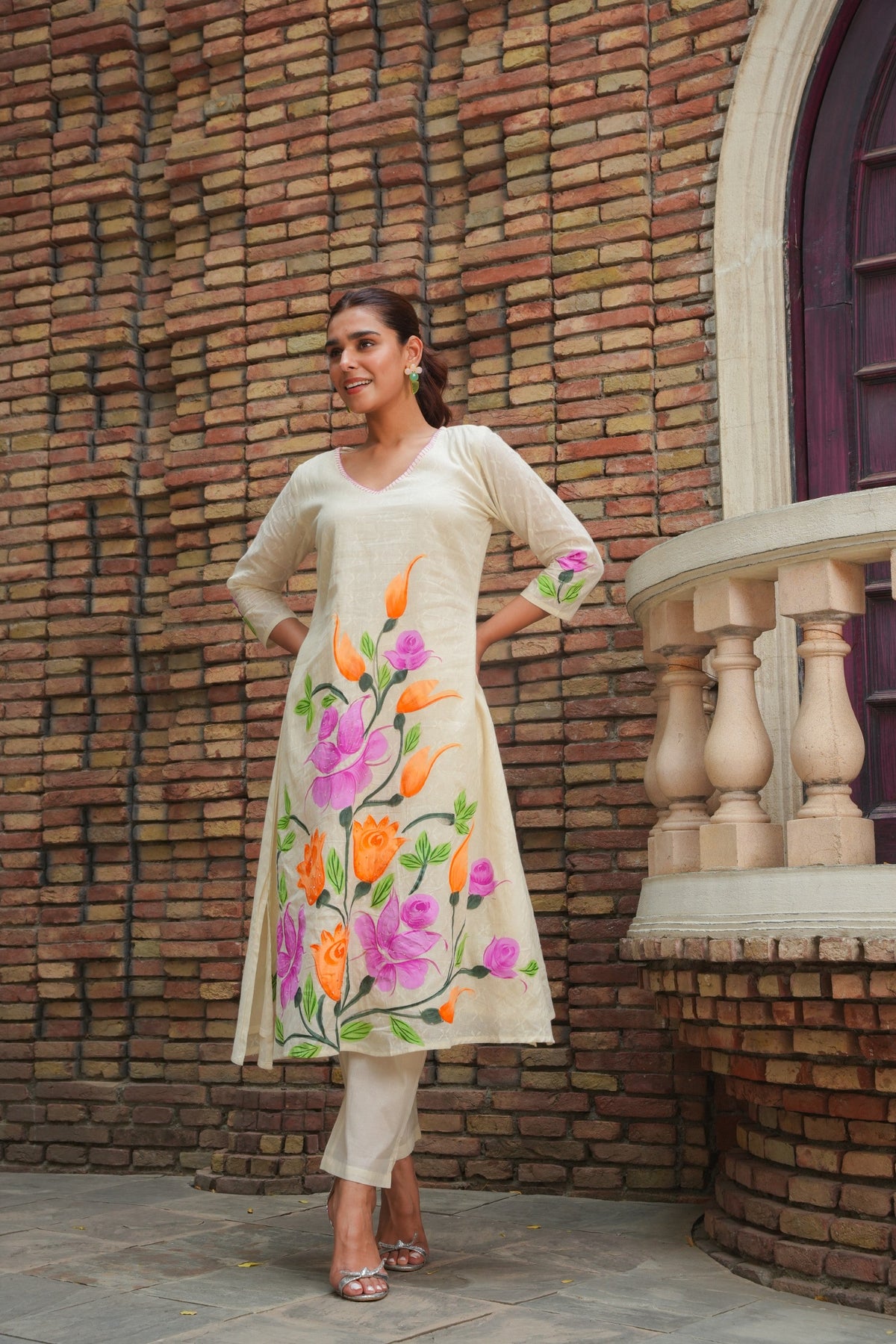 Tiara Floral Cotton Kurta Pant Set