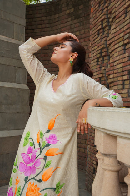Tiara Floral Cotton Kurta Pant Set
