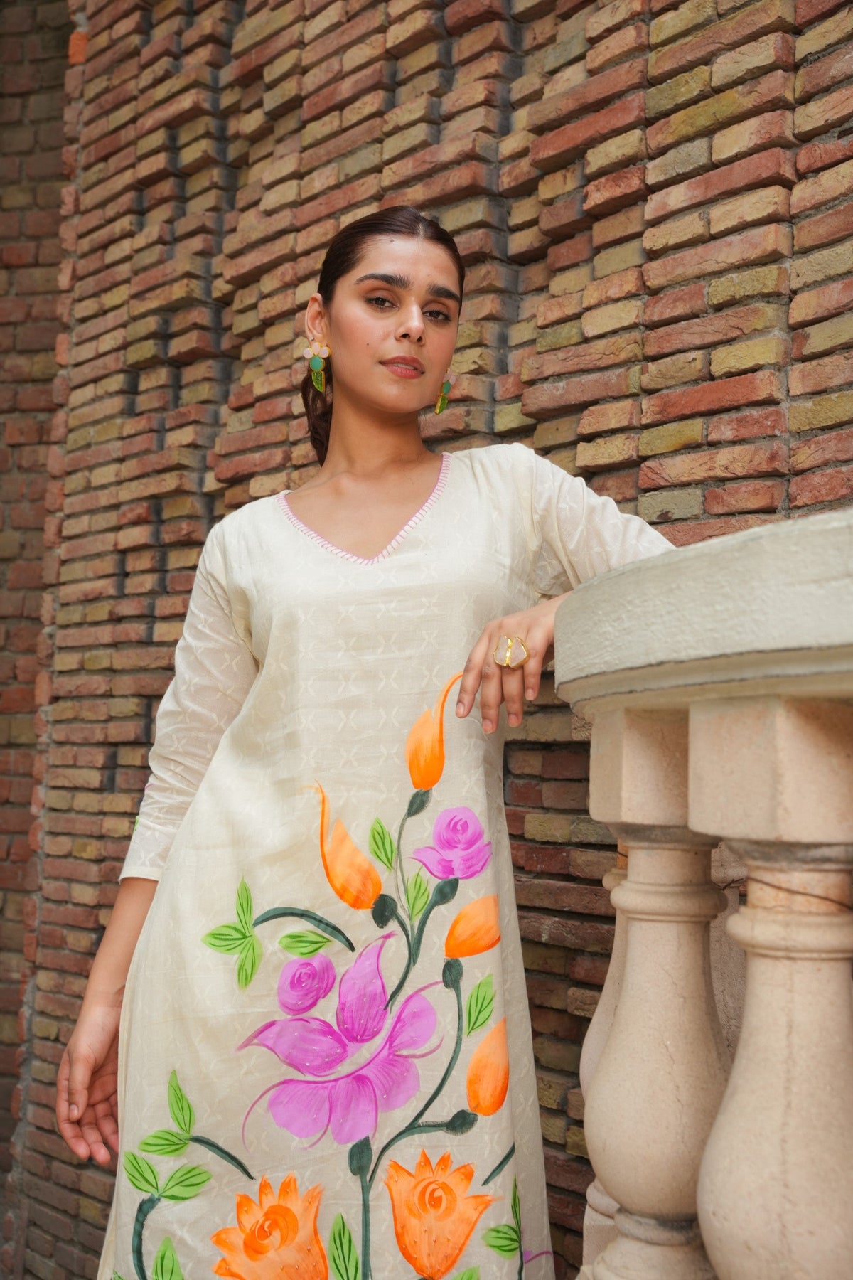 Tiara Floral Cotton Kurta Pant Set