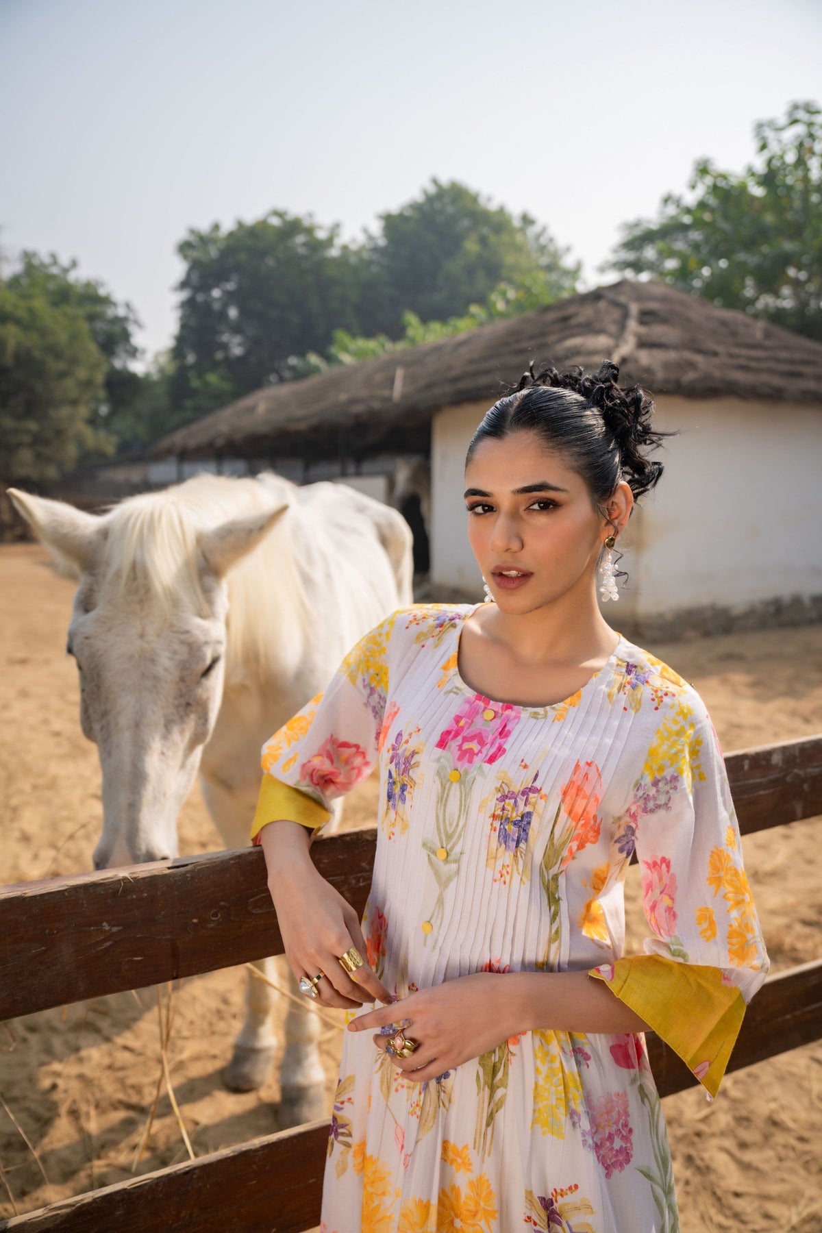 Hemal Amber Floral Cotton Kurta Pant Set