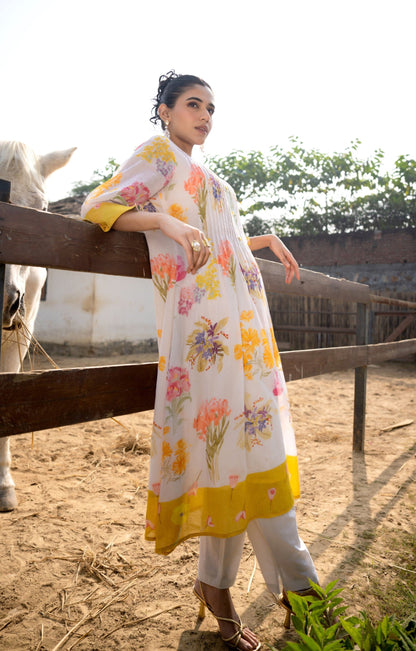 Hemal Amber Floral Cotton Kurta Pant Set