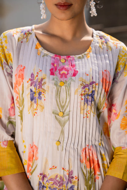 Hemal Amber Floral Cotton Kurta Pant Set
