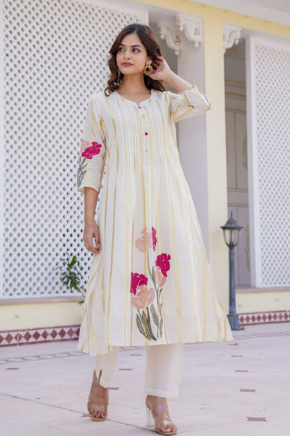 Manjula Walnut Cotton Kurta Pant Set