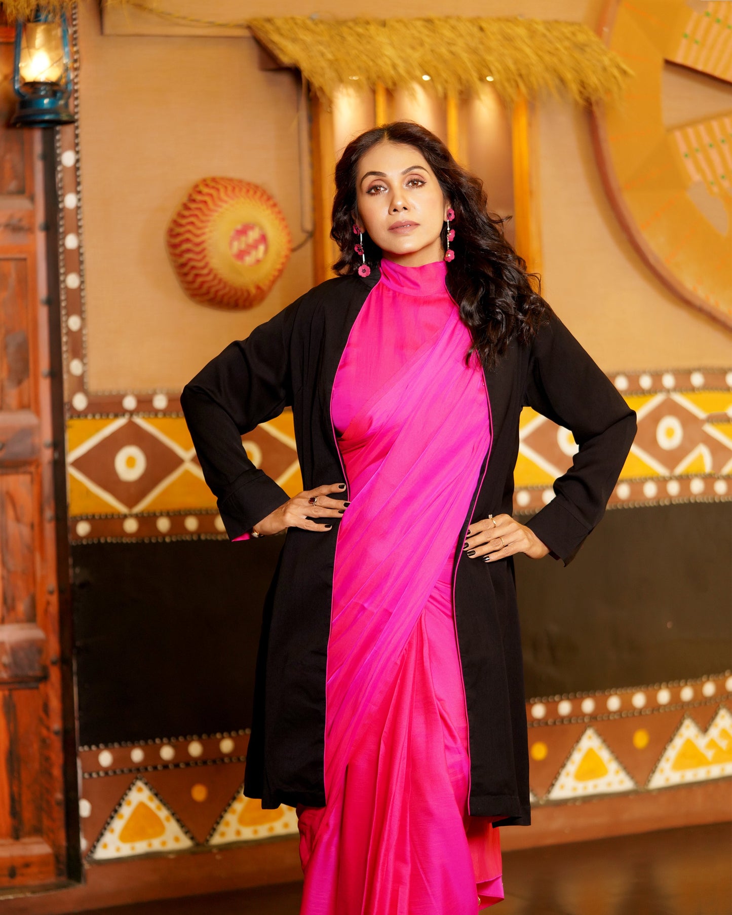Dhiyona ST Black Jacket with Fuchsia Surprise