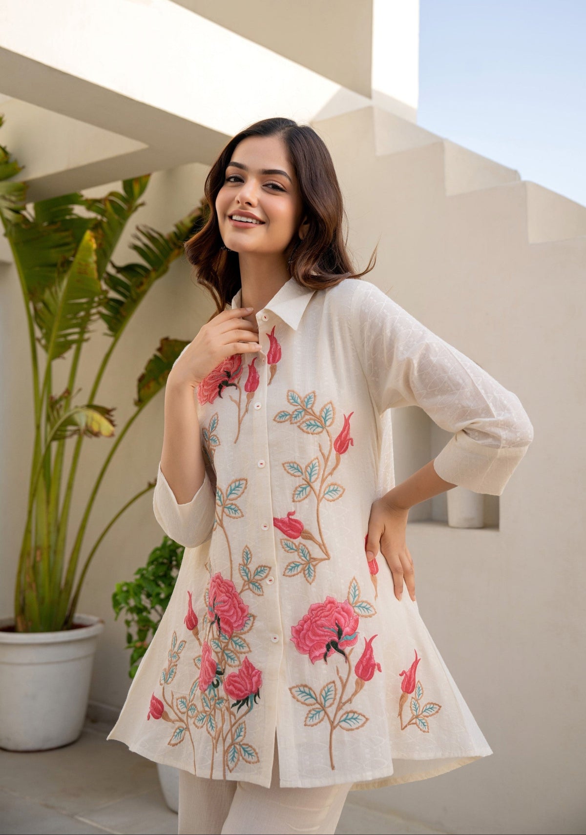 SNEHA BRINK EMBROIDERED COTTON CO-ORD SET