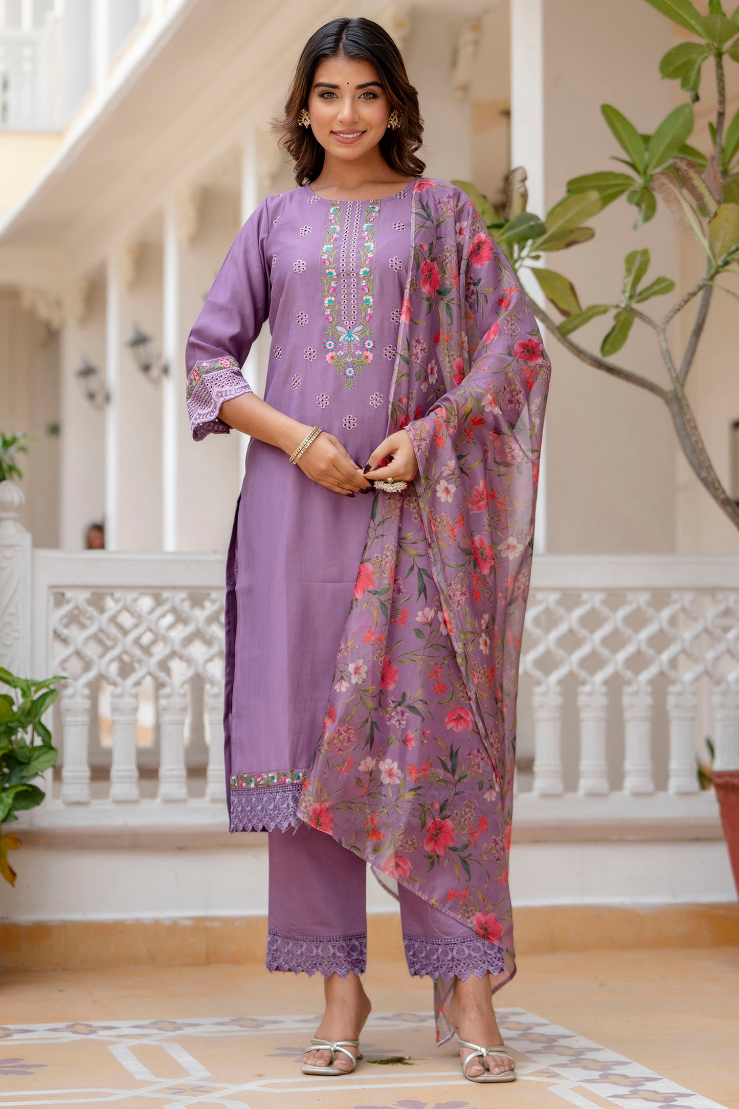 Dhiyona VV Rupa Women Kurta and Pant Sets Viscose Roman Silk Fabric