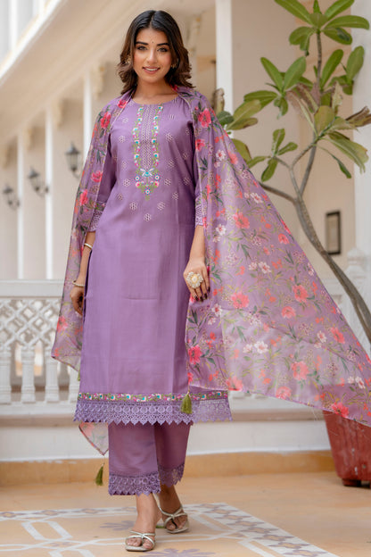 Dhiyona VV Rupa Women Kurta and Pant Sets Viscose Roman Silk Fabric