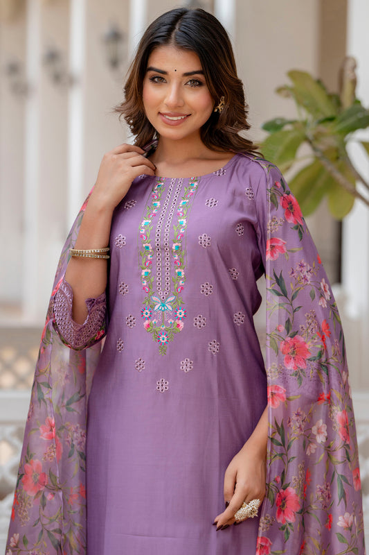 Dhiyona VV Rupa Women Kurta and Pant Sets Viscose Roman Silk Fabric