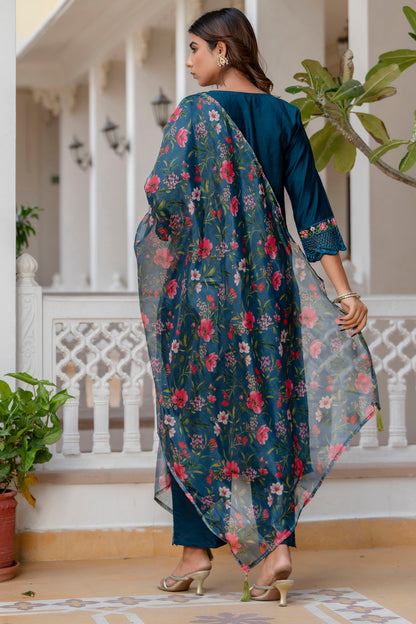 Dhiyona VV Nritya Women Kurta and Pant Sets Viscose Roman Silk Fabric