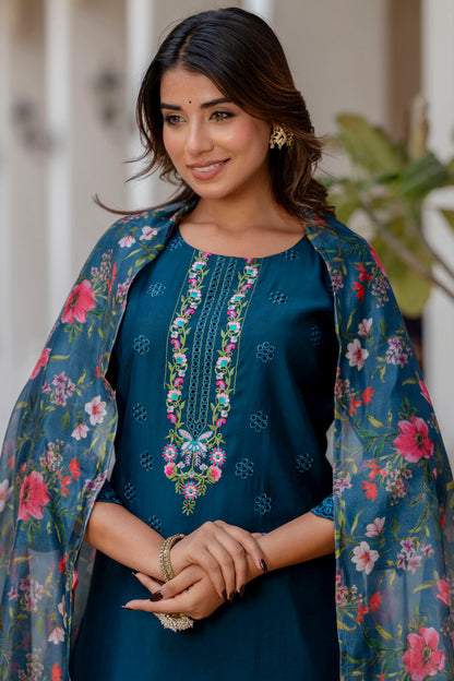 Dhiyona VV Nritya Women Kurta and Pant Sets Viscose Roman Silk Fabric