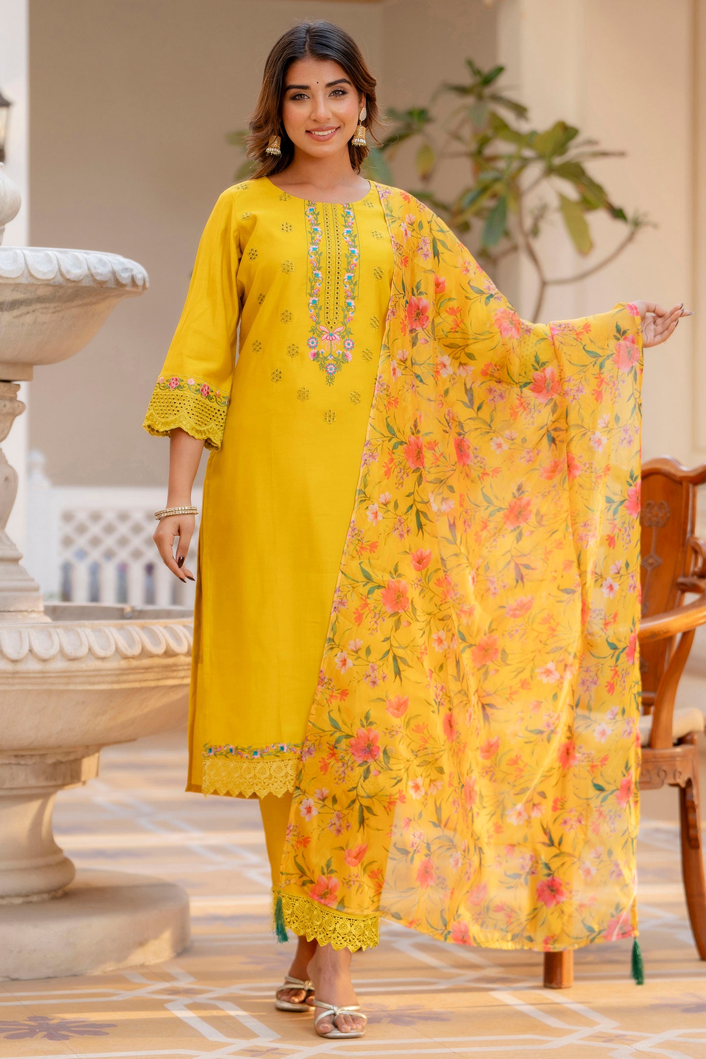 Dhiyona VV Jagruti Women Kurta and Pant Sets Viscose Roman Silk Fabric