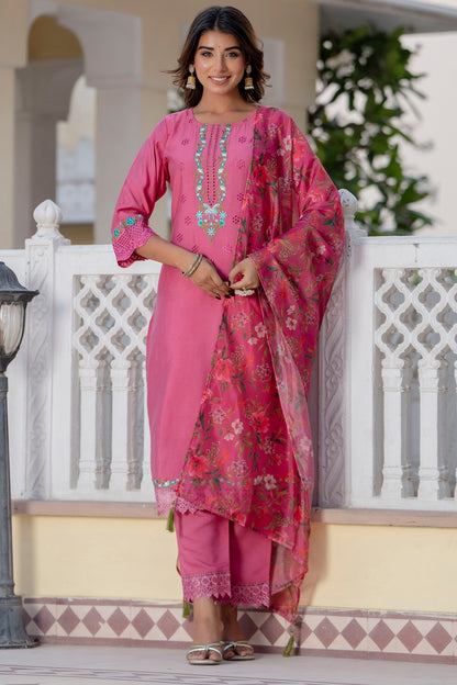 Dhiyona VV Samira Women Kurta and Pant Sets Viscose Roman Silk Fabric