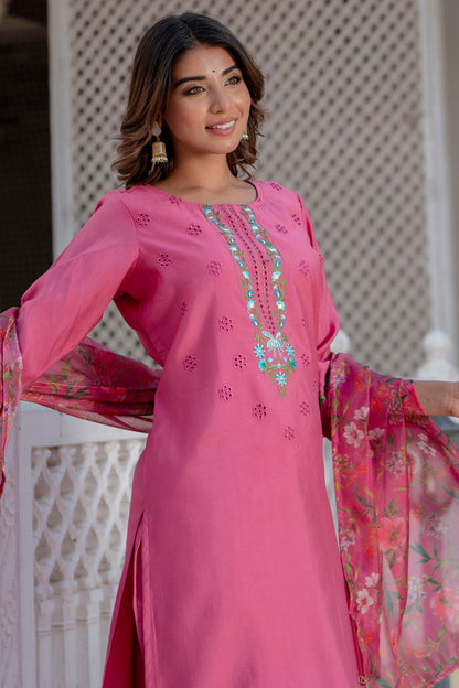Dhiyona VV Samira Women Kurta and Pant Sets Viscose Roman Silk Fabric