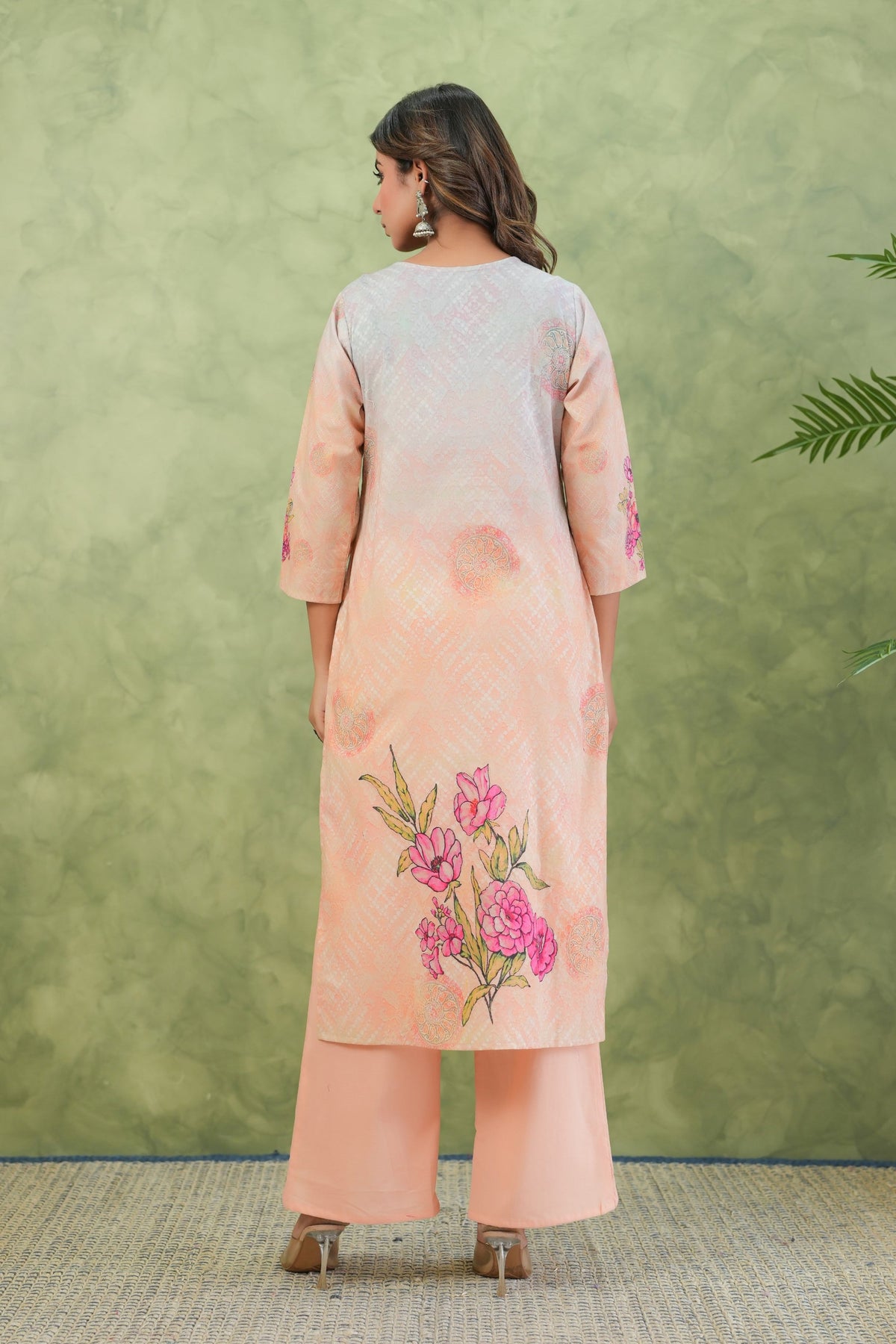 Baga Salmon Printed Cotton Suit Set