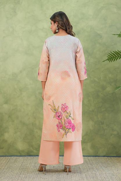 Baga Salmon Printed Cotton Suit Set