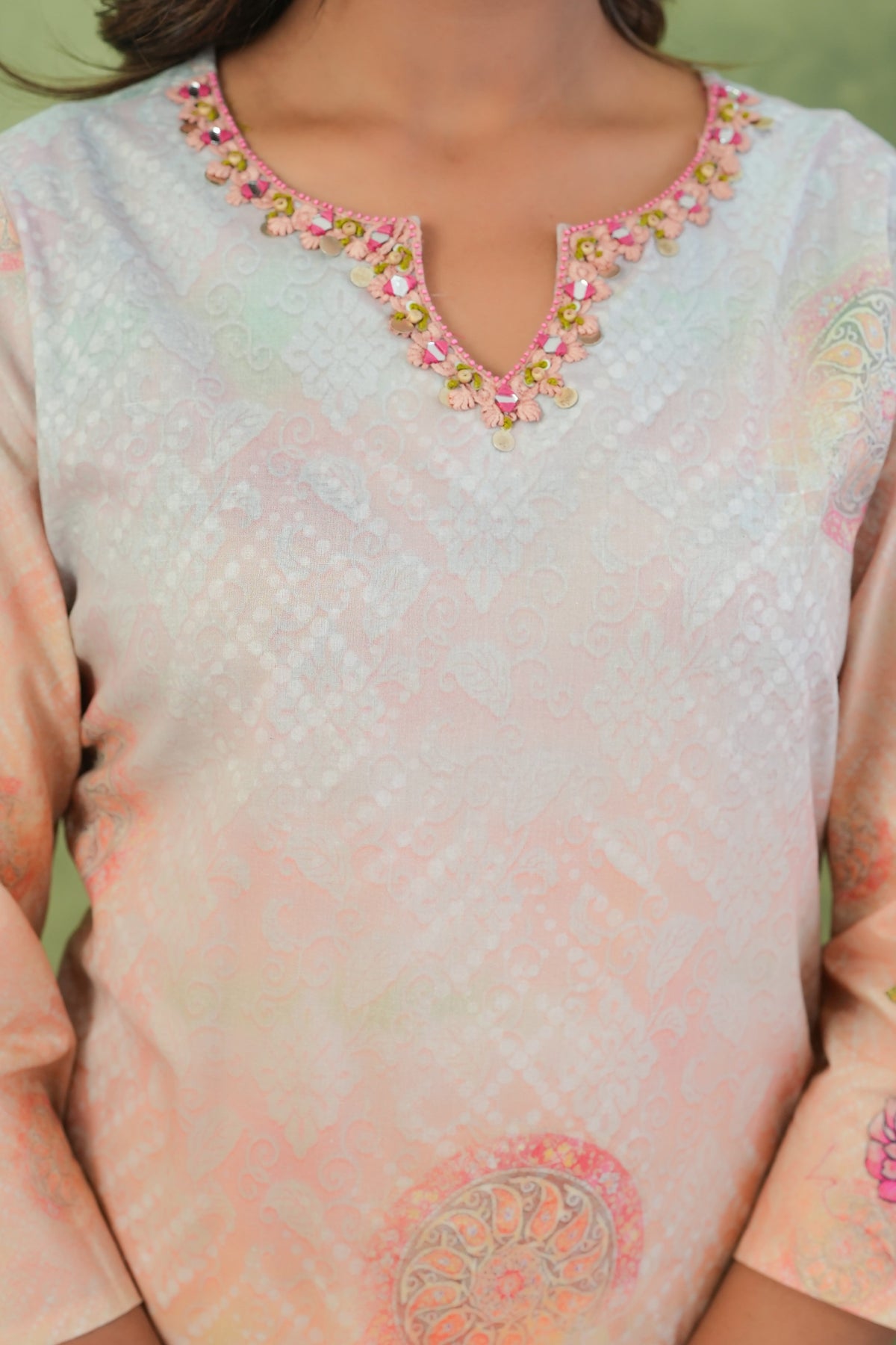Baga Salmon Printed Cotton Suit Set