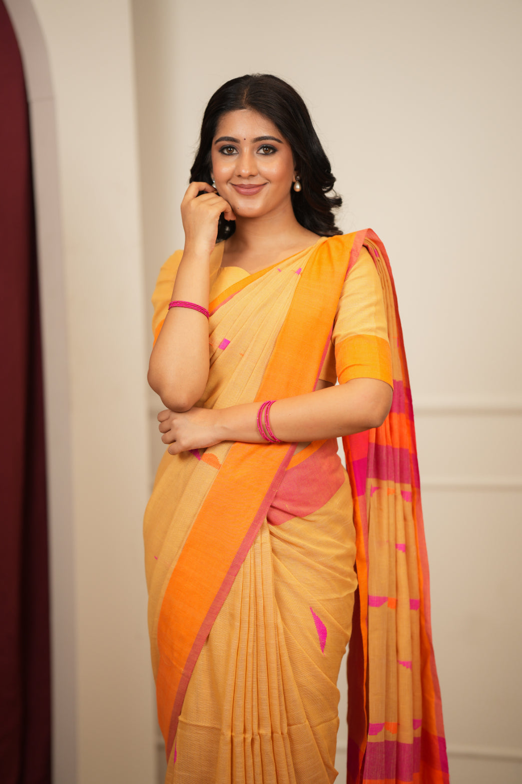 Dhiyona SS Artisan Glow – Mustard yellow Handloom Saree