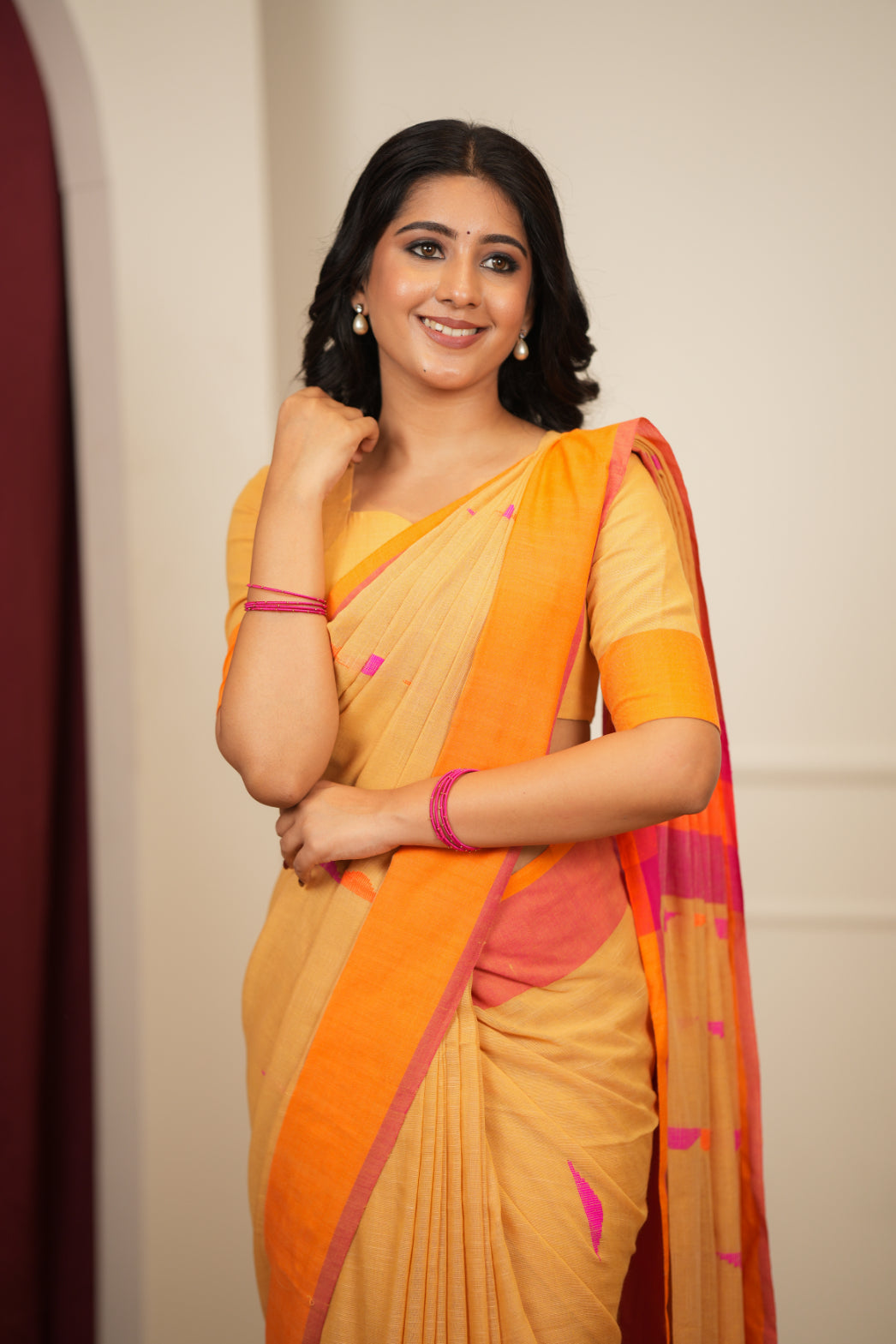 Dhiyona SS Artisan Glow – Mustard yellow Handloom Saree