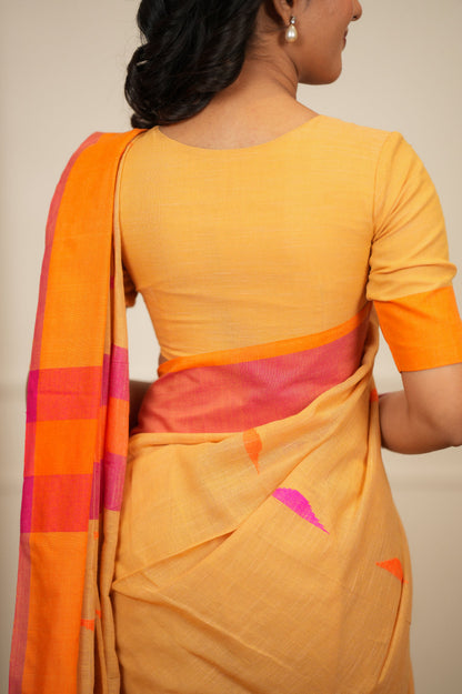 Dhiyona SS Artisan Glow – Mustard yellow Handloom Saree