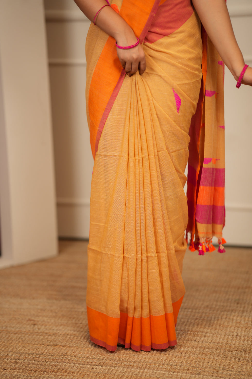 Dhiyona SS Artisan Glow – Mustard yellow Handloom Saree