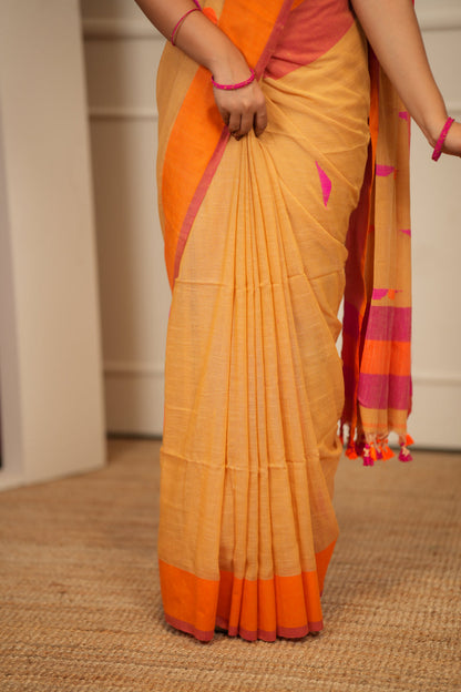 Dhiyona SS Artisan Glow – Mustard yellow Handloom Saree