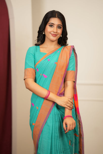 Dhiyona SS Artisan Glow – Sky Handloom Saree