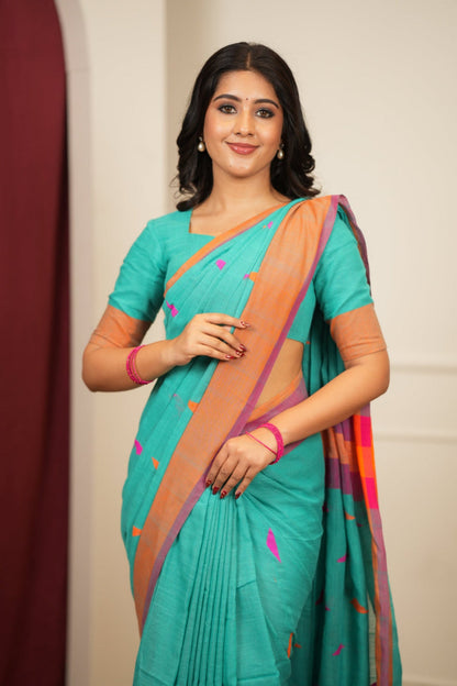 Dhiyona SS Artisan Glow – Sky Handloom Saree