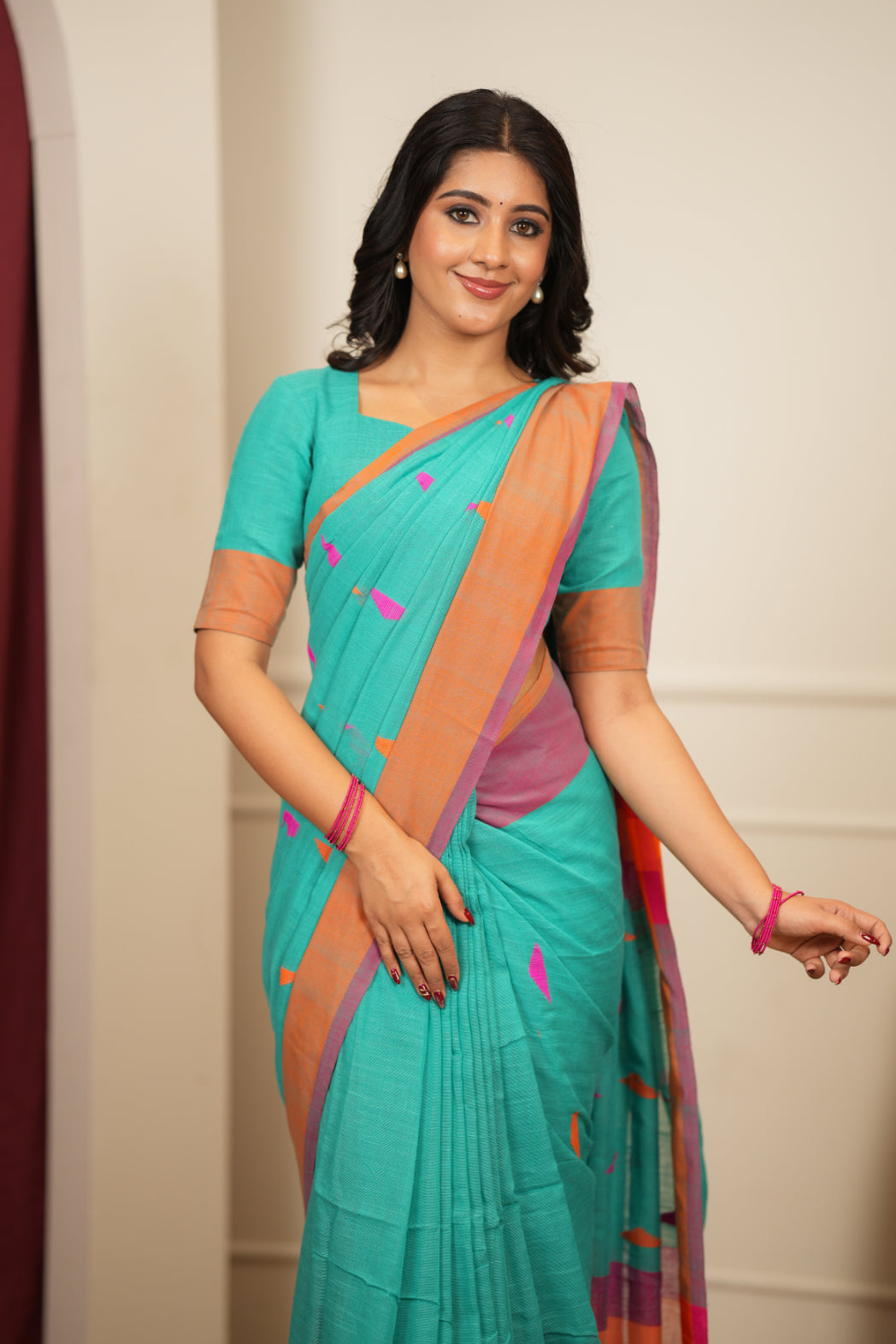 Dhiyona SS Artisan Glow – Sky Handloom Saree