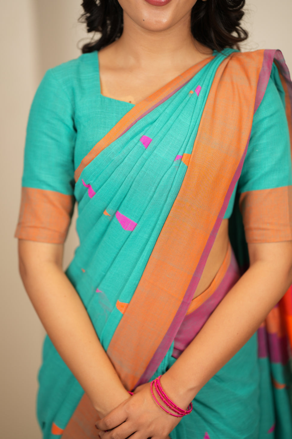 Dhiyona SS Artisan Glow – Sky Handloom Saree