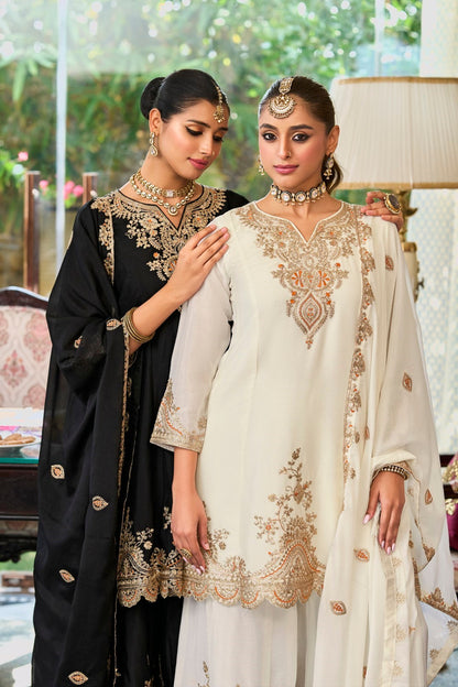 Roshandan Onyx Full work gharara set